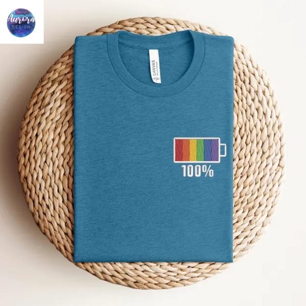 Embroidered Rainbow 100 Full Battery Shirt