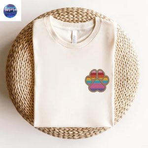 Embroidered Rainbow Dog Paw Pride Shirt