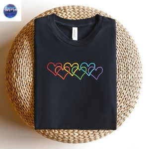 Embroidered Rainbow Heart Pride Shirt