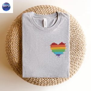 Embroidered Rainbow Love Is Love Splash Heart Shirt