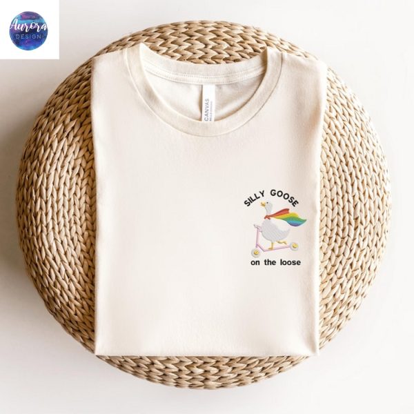 Embroidered Rainbow Silly Goose Shirt