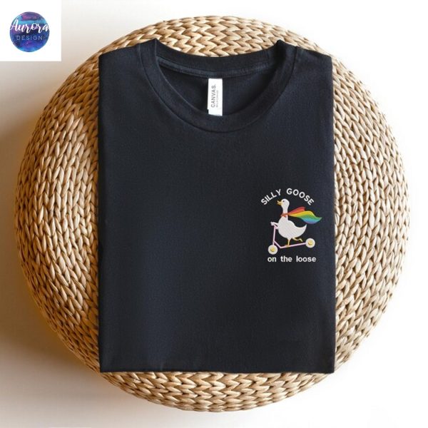 Embroidered Rainbow Silly Goose Shirt