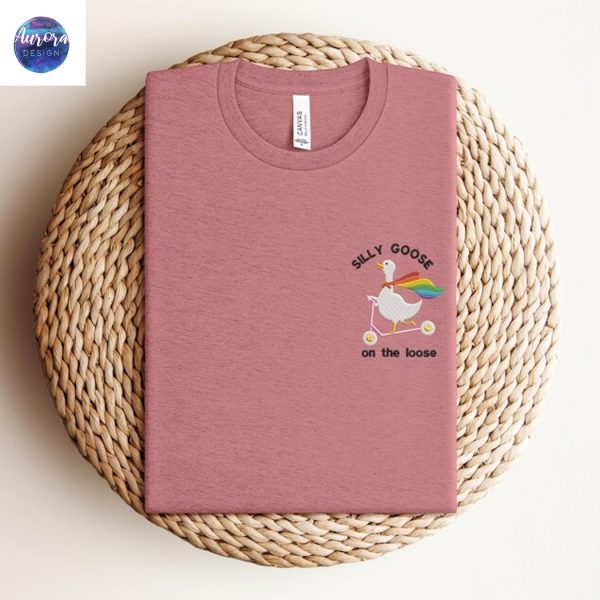 Embroidered Rainbow Silly Goose Shirt