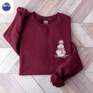 Embroidered Snowman Let It Snow Christmas Sweatshirt