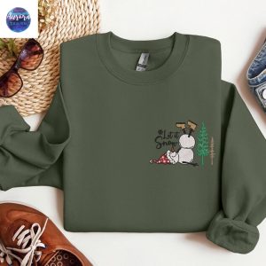 Embroidered Snowman Let It Snow Sweatshirt