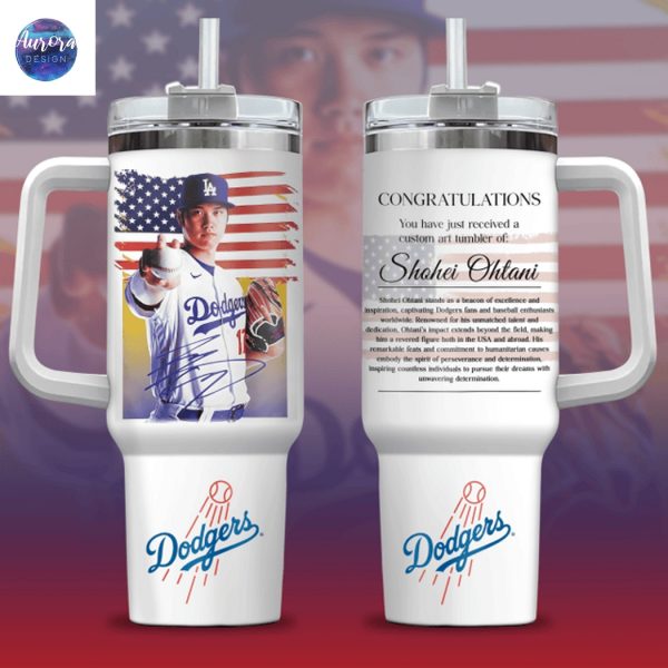 Los Angeles Dodgers Shohei Ohtani Tumbler With Handle And Straw