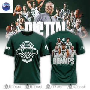 Michigan State Spartans Mens Basketball 2025 Regular Season Champions 3D T-Shirt