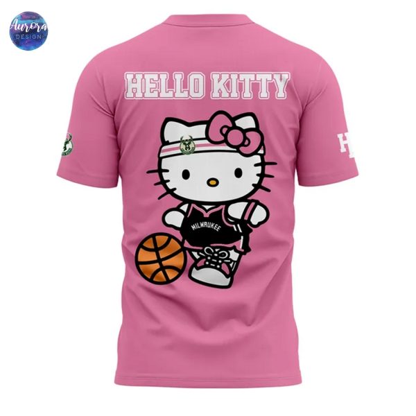 Milwaukee Bucks x Hello Kitty 2025 3D T-Shirt – Pink