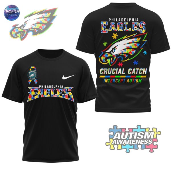 Philadelphia Eagles x Crucial Catch Intercept Autism 3D T-Shirt