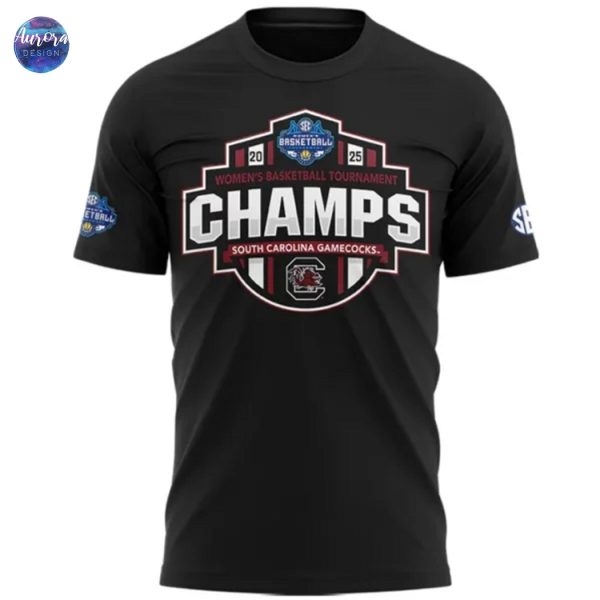 South Carolina Gamecocks 2025 SEC Womens Basketball Champions 3D T-Shirt