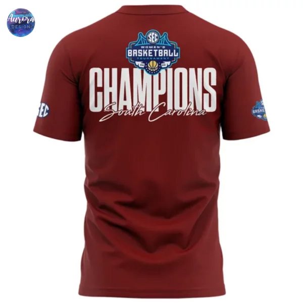 South Carolina Gamecocks 2025 SEC Womens Basketball Champions 3D T-Shirt – Red