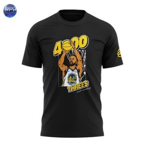 Stephen Curry Black Golden State Warriors 4000 Threes And Counting 3D T-Shirt