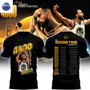 Stephen Curry 4,000 Career Regular-Season Threes 3D T-Shirt – Black