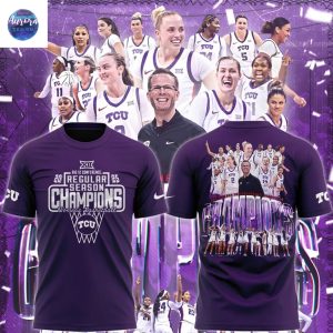 TCU Horned Frogs 2025 Big 12 Womens Basketball Conference Tournament Champions 3D T-Shirt