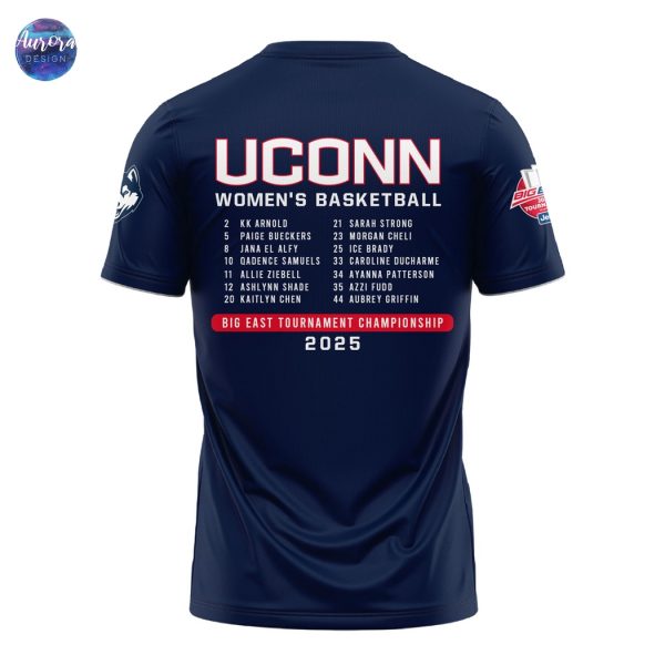 Uconn Huskies Womens Basketball 2025 Big East Tournament Champions 3D T-Shirt