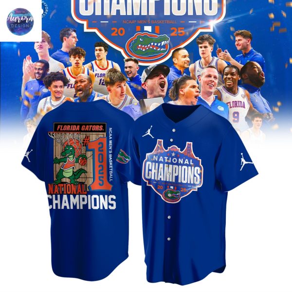 2025 NCAA Florida Gators Mens Basketball National Champions Baseball Jersey – Blue