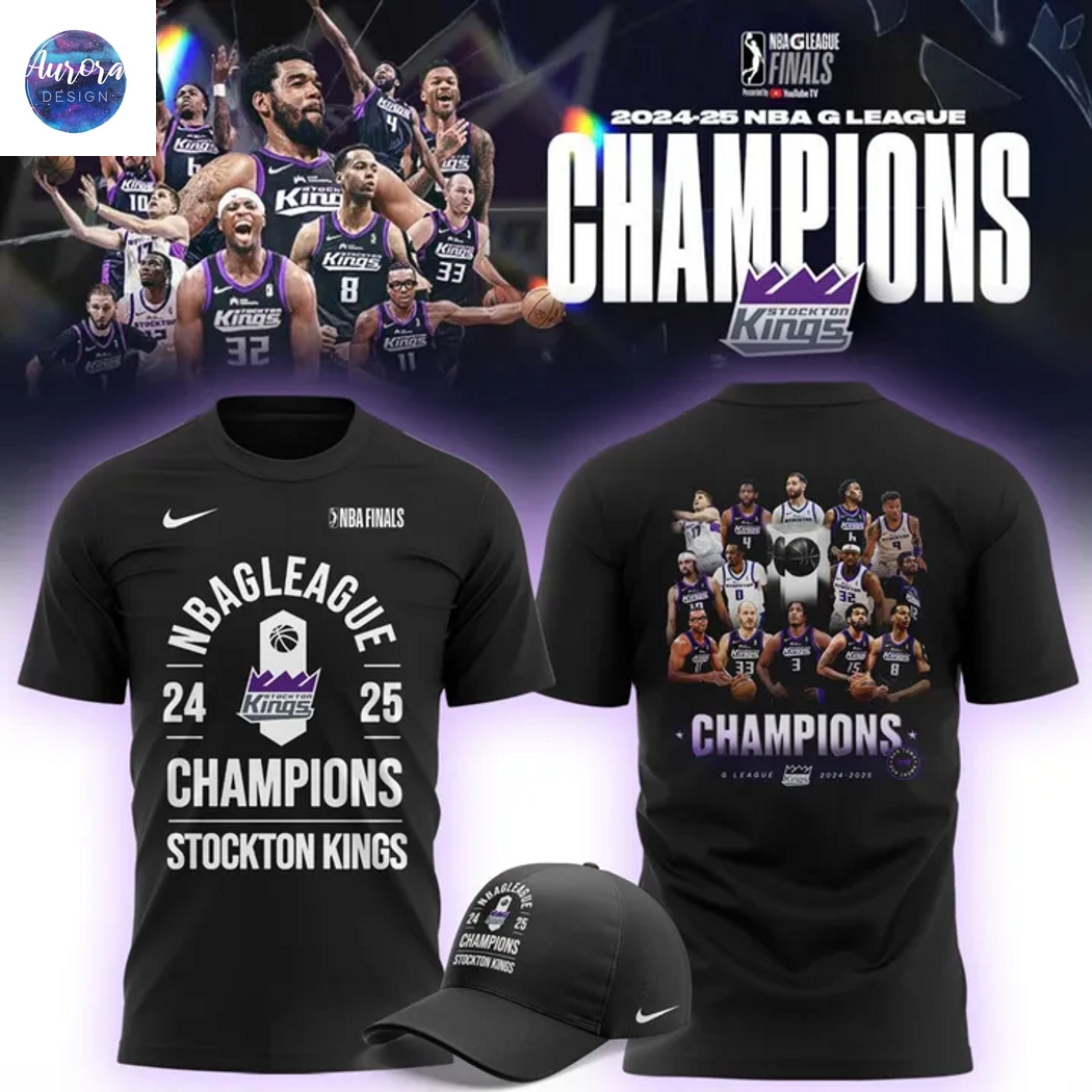 Stockton Kings NBA League Champions 2025 3D T-Shirt - Black Stockton Kings NBA League Champions 2025 3D T-Shirt - Black