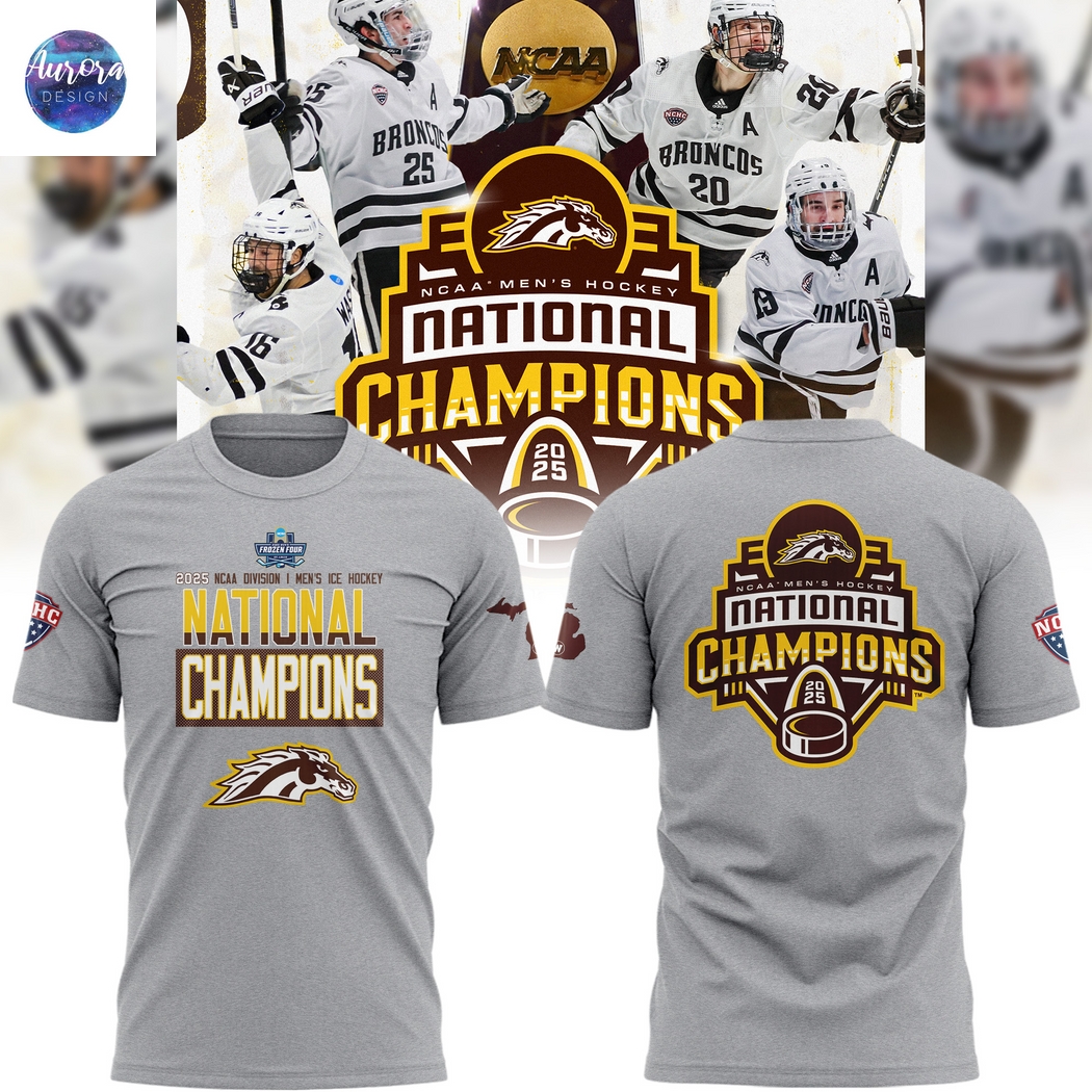 Western Michigan Broncos National Mens Hockey Champions 2025 3D T-Shirt - Grey Western Michigan Broncos National Mens Hockey Champions 2025 3D T-Shirt - Grey