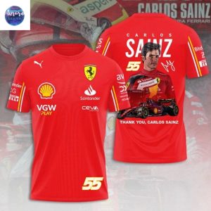 Carlos Sainz 55 Signature Thank You 3D T-Shirt