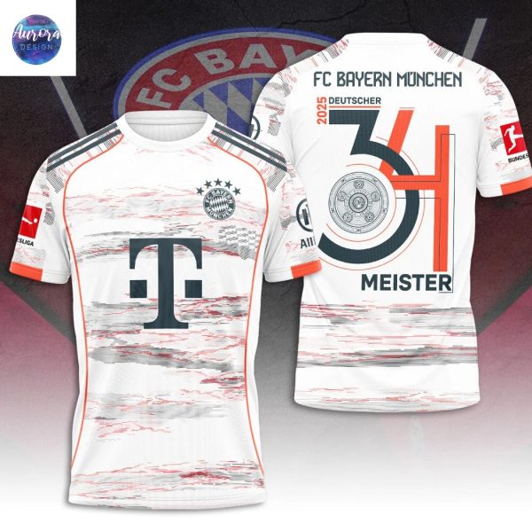 FC Bayern Munchen 2025 Deutscher 34 Meister 3D T-Shirt