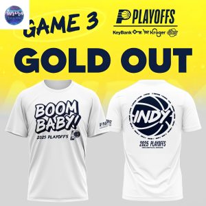 Indiana Pacers Boom Baby 2025 Playoffs 3D T-Shirt – White