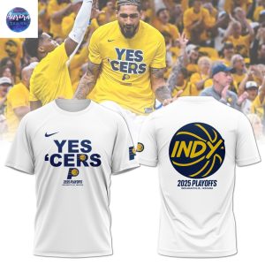Indiana Pacers Yes Cers 2025 Playoffs 3D T-Shirt – White