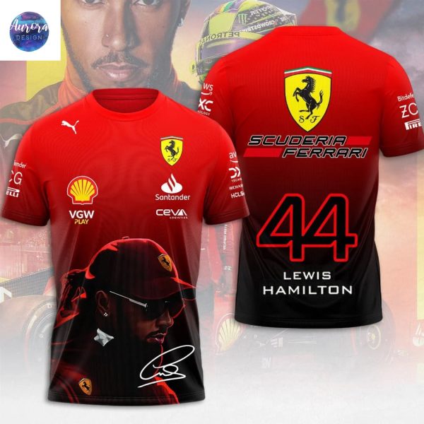 Lewis Hamilton 44 Signature 3D T-Shirt – Red