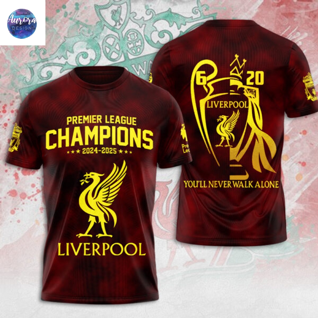 Liverpool Premier League Champions 2024-2025 You ll Never Walk Alone 3D T-Shirt Liverpool Premier League Champions 2024-2025 You ll Never Walk Alone 3D T-Shirt