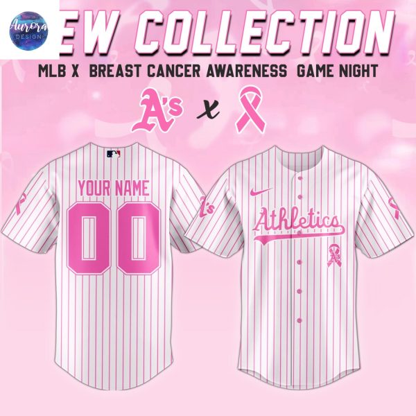 Personalized Athletics Breast Cancer Awareness Baseball Jersey