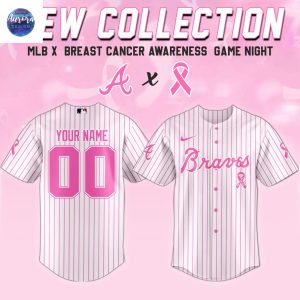 Personalized Atlanta Braves Breast Cancer Awareness Baseball Jersey