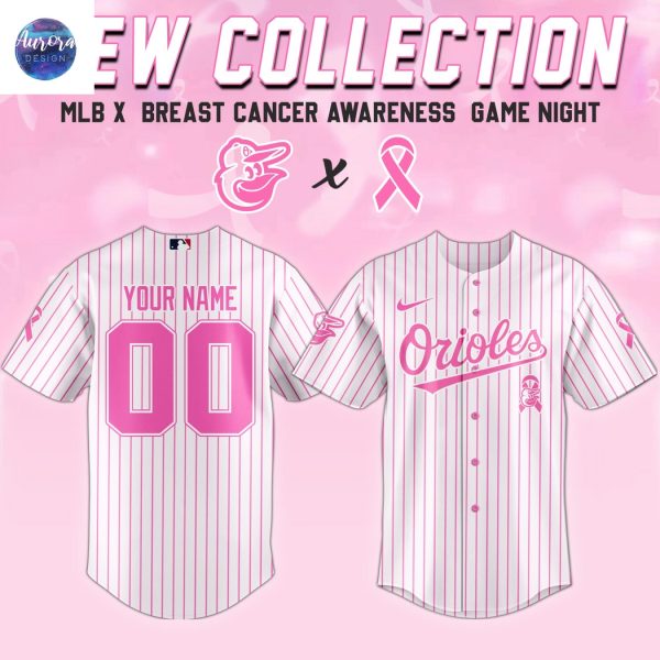 Personalized Baltimore Orioles Breast Cancer Awareness Baseball Jersey