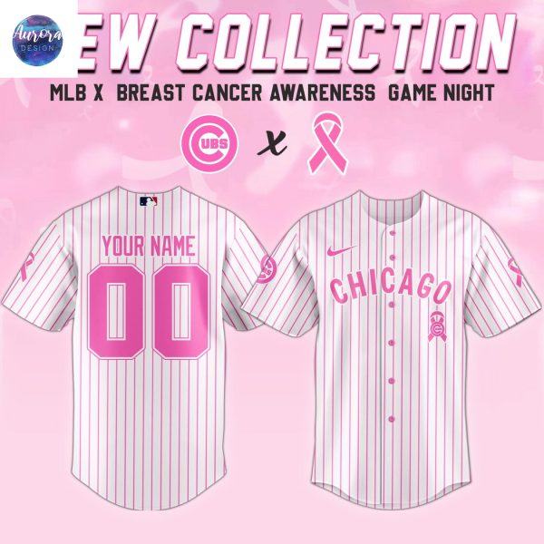 Personalized Chicago Cubs Breast Cancer Awareness Baseball Jersey