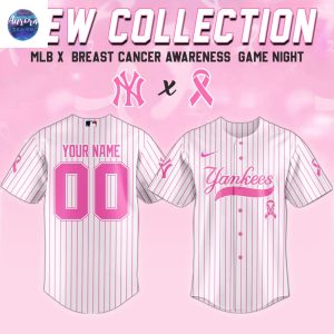 Personalized New York Yankees Breast Cancer Awareness Baseball Jersey