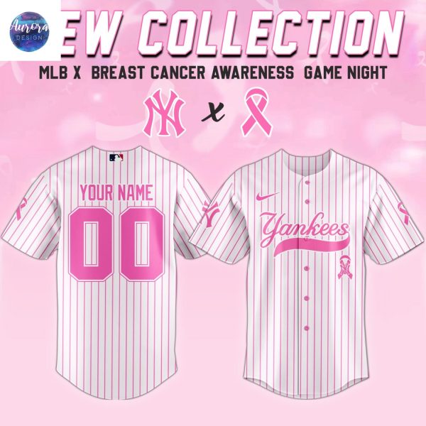 Personalized New York Yankees Breast Cancer Awareness Baseball Jersey