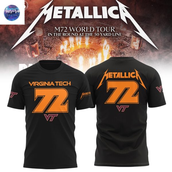Virginia Tech Hokies Metallica Metallica M72 World Tour 3D T-Shirt – Black