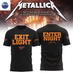 Virginia Tech Hokies Metallica Metallica M72 World Tour Exit Light Enter Night 3D T-Shirt – Black