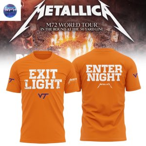 Virginia Tech Hokies Metallica Metallica M72 World Tour Exit Light Enter Night 3D T-Shirt – Orange